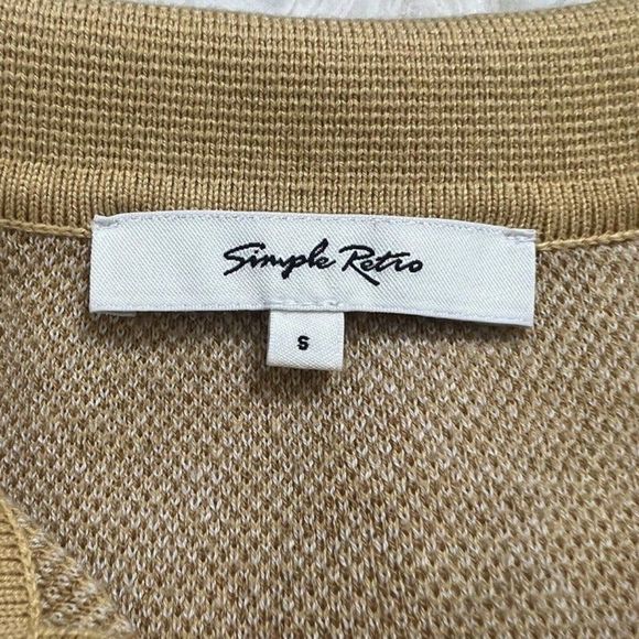 Simple Retro Yellow Floral Polo Contrast Collar Wool Knit Sweater Sz Small NWOT - Picture 5 of 11